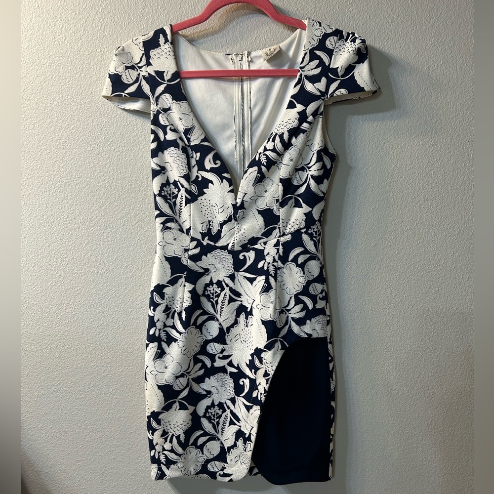 Navy and white semi formal dress